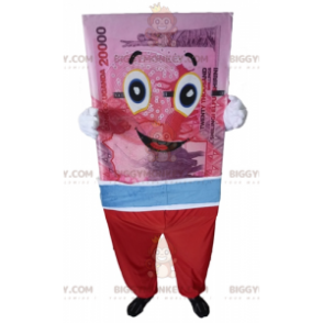 Costume de mascotte BIGGYMONKEY™ de billet de banque géant rose