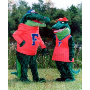 Green Crocodile Couple BIGGYMONKEY™ Mascot Costume -