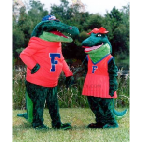 Traje de mascote de casal de crocodilo verde BIGGYMONKEY™ –