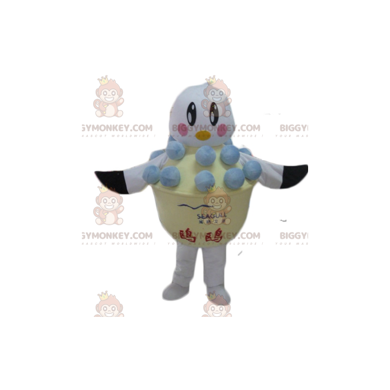 BIGGYMONKEY™ Costume da mascotte Uccello bianco e nero in una