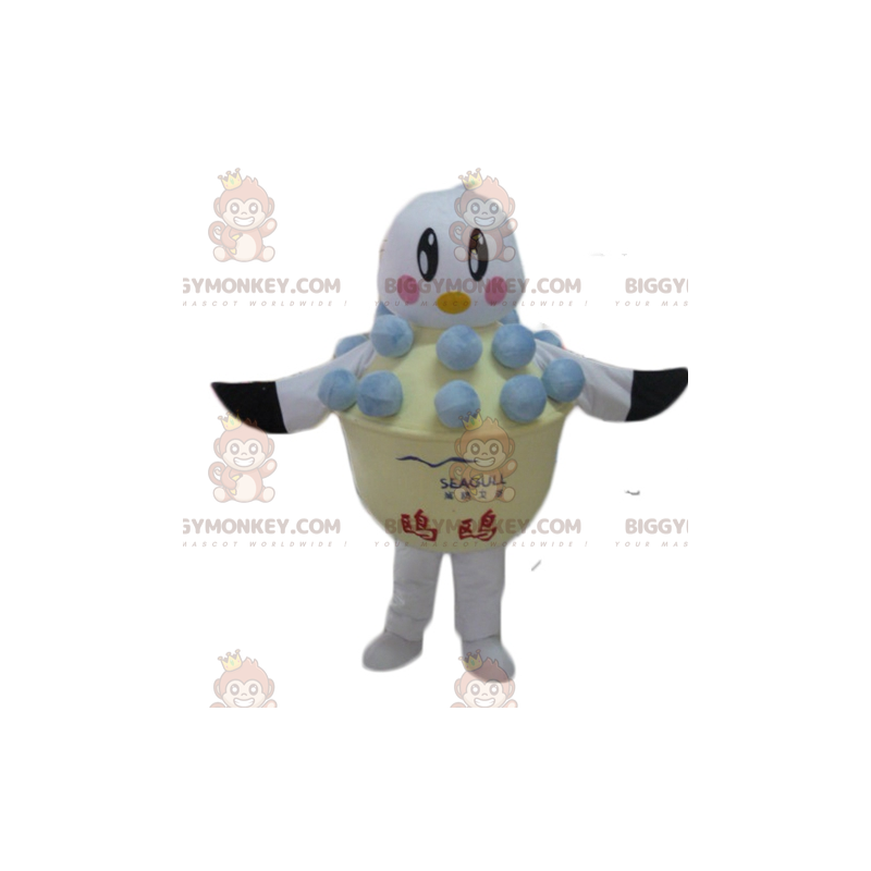 Costume de mascotte BIGGYMONKEY™ d'oiseau blanc et noir dans un