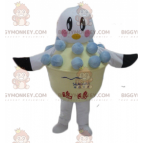 Costume de mascotte BIGGYMONKEY™ d'oiseau blanc et noir dans un