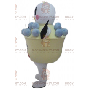 Costume de mascotte BIGGYMONKEY™ d'oiseau blanc et noir dans un