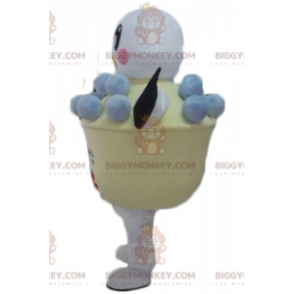 Costume de mascotte BIGGYMONKEY™ d'oiseau blanc et noir dans un