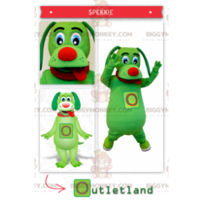 BIGGYMONKEY™ Costume mascotte cane verde con la lingua fuori -