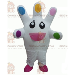 Costume de mascotte BIGGYMONKEY™ de main blanche géante très