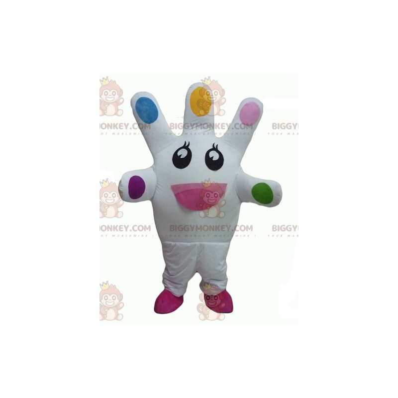Costume de mascotte BIGGYMONKEY™ de main blanche géante très