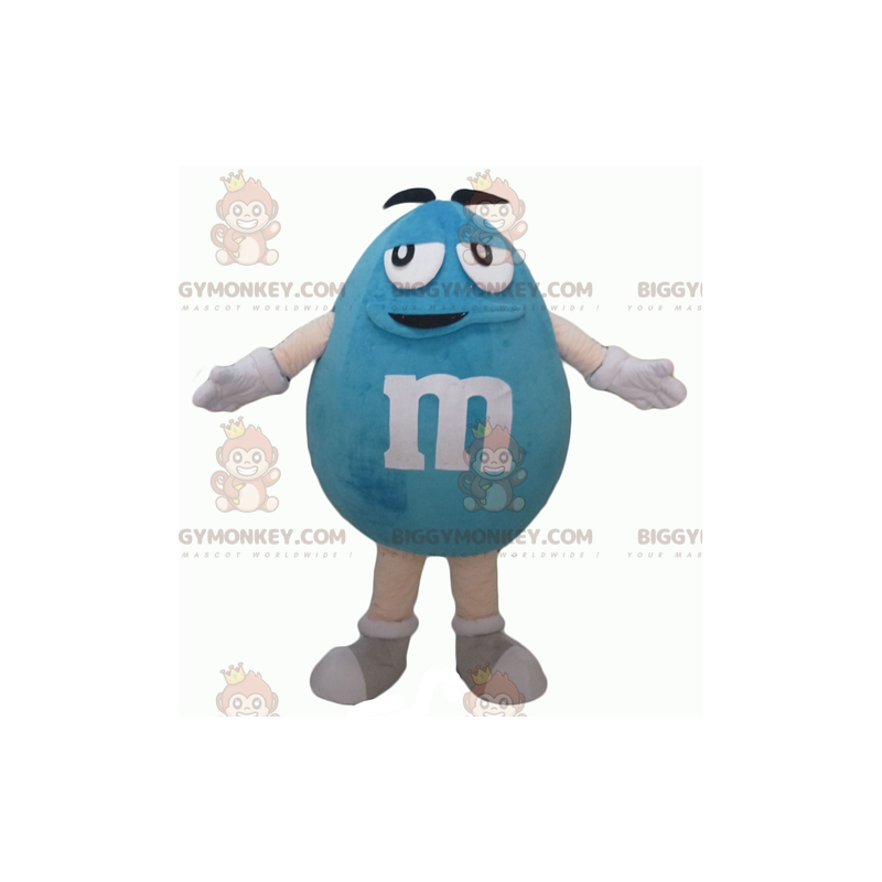 Zabawny kostium maskotki pulchny gigantyczny niebieski M&M's