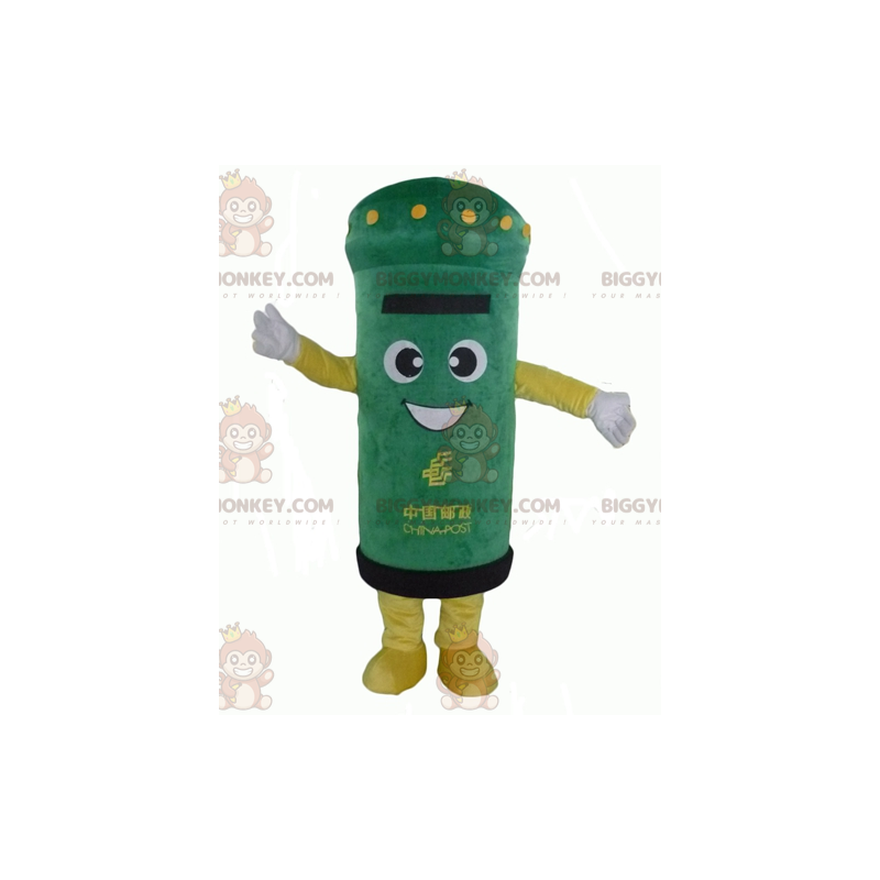 Costume de mascotte BIGGYMONKEY™ de boite aux lettres verte et