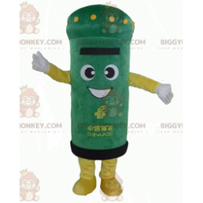 Meget smilende grøn og gul postkasse BIGGYMONKEY™ maskotkostume