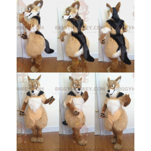 Costume de mascotte BIGGYMONKEY™ de chien poilu tricolore -