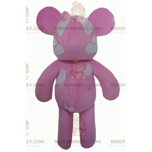 BIGGYMONKEY™ Maskottchen-Kostüm Rosa-weißer Teddybär mit Herzen