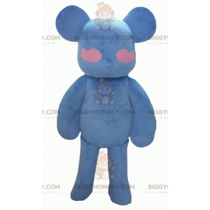 Blå och rosa nallebjörn med hjärtan BIGGYMONKEY™ maskotdräkt -