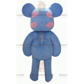 Blauw en roze teddybeer met harten BIGGYMONKEY™ mascottekostuum