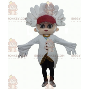 Kostým maskota sněhuláka BIGGYMONKEY™ s bílým peřím a hřebenem