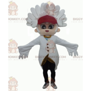 Traje de mascote de boneco de neve BIGGYMONKEY™ com penas