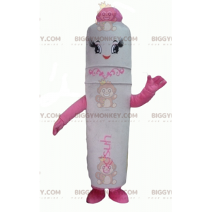 Costume de mascotte BIGGYMONKEY™ de stylo géant blanc et rose -