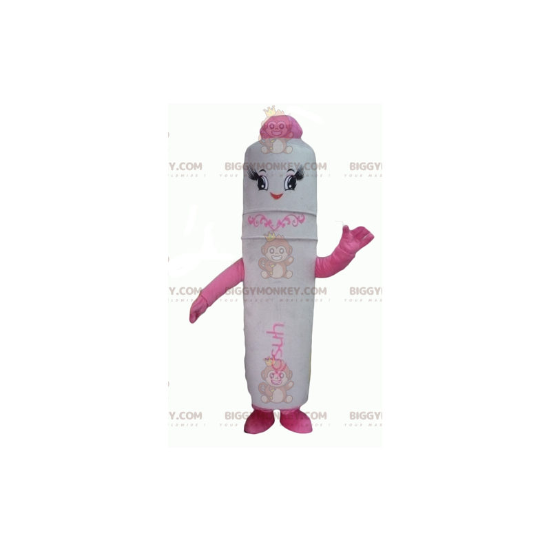 Vit och rosa jättepenna BIGGYMONKEY™ maskotdräkt - BiggyMonkey