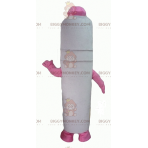 Vit och rosa jättepenna BIGGYMONKEY™ maskotdräkt - BiggyMonkey