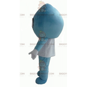 Traje de mascote de boneco de neve gigante azul e branco