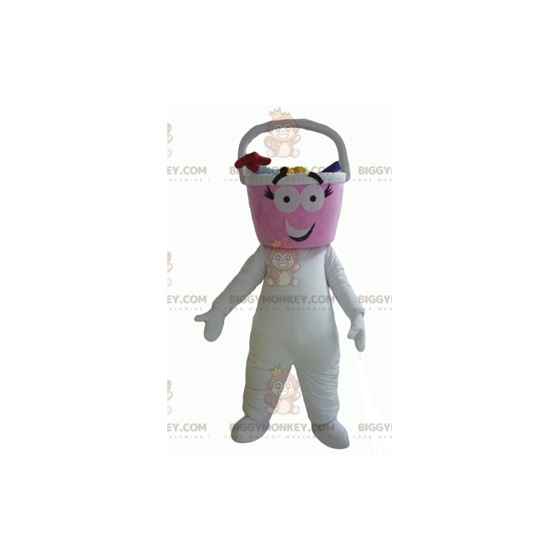 BIGGYMONKEY™ White Man Bucket Head-mascottekostuum -