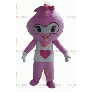 Bonito disfraz de mascota BIGGYMONKEY™ de muñeco de nieve rosa