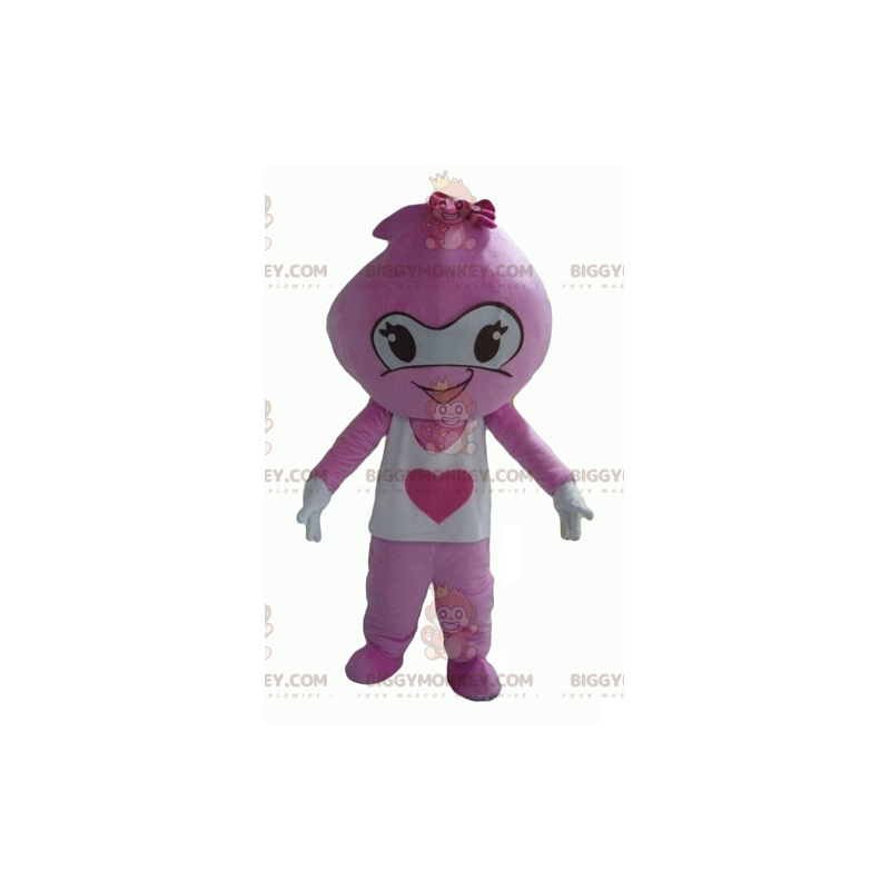 Bonito disfraz de mascota BIGGYMONKEY™ de muñeco de nieve rosa