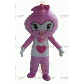 Fantasia de mascote BIGGYMONKEY™ de boneco de neve rosa e