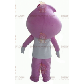 Fantasia de mascote BIGGYMONKEY™ de boneco de neve rosa e