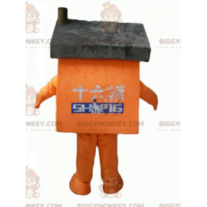 Jätte orange och grått hus BIGGYMONKEY™ maskotdräkt -