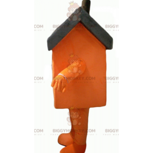 Kostium maskotka gigantyczny pomarańczowy i szary dom