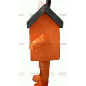 Jätte orange och grått hus BIGGYMONKEY™ maskotdräkt -