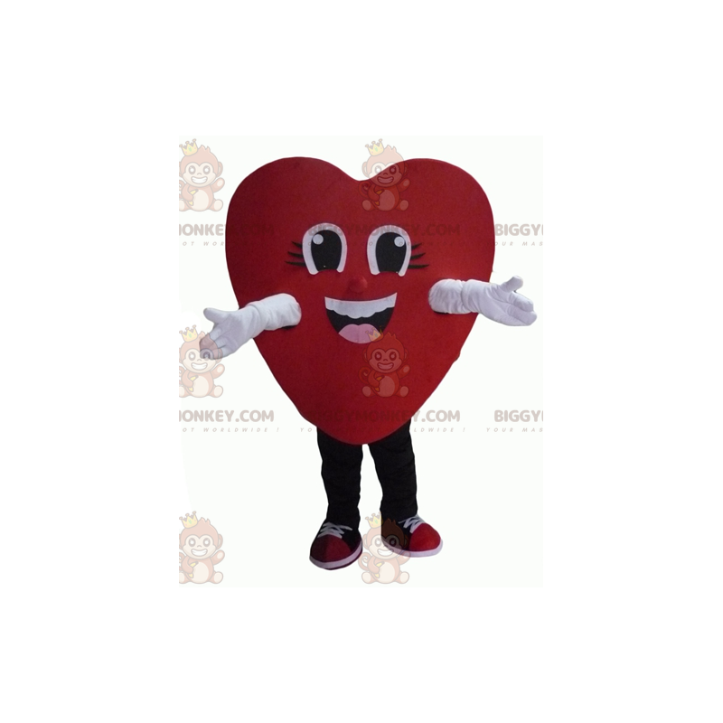Kostým s úsměvem obří červené srdce BIGGYMONKEY™ maskota –