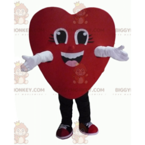 Hymyilevä jättiläinen punainen sydän BIGGYMONKEY™ maskottiasu -