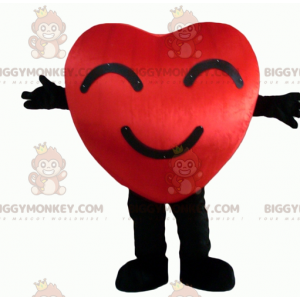 Smilende kæmpe rødt og sort hjerte BIGGYMONKEY™ maskotkostume -
