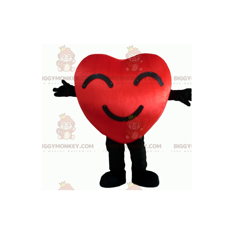 Smiling Giant Red and Black Heart BIGGYMONKEY™ Mascot Costume -