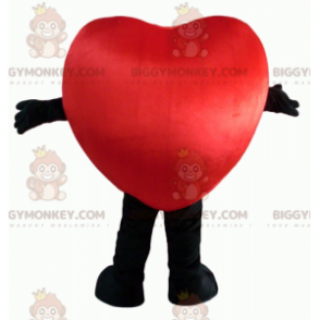 Traje de mascote BIGGYMONKEY™ de coração vermelho e preto