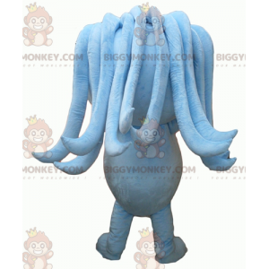 Blue Man BIGGYMONKEY™ maskotkostume med dreadlocks og mikrofon