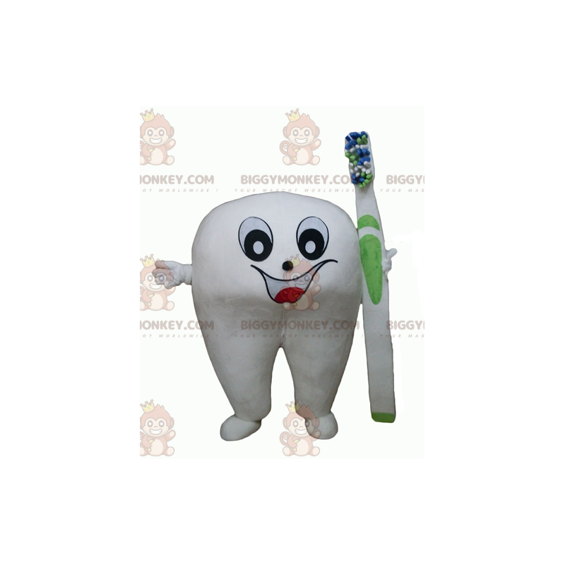 Costume de mascotte BIGGYMONKEY™ de dent blanche géante avec