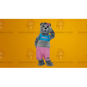 Costume da mascotte grigio Teddy Bear BIGGYMONKEY™ vestito di