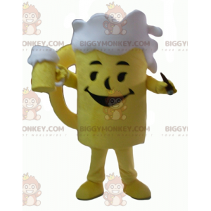 Kæmpe BIGGYMONKEY™ maskotkostume i gult og hvidt ølglas -
