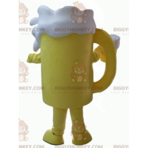 Costume de mascotte BIGGYMONKEY™ de verre de bière jaune et