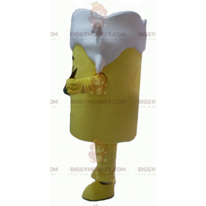 Costume de mascotte BIGGYMONKEY™ de verre de bière jaune et