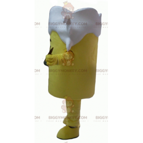 Γιγαντιαία κίτρινη και λευκή στολή μασκότ BIGGYMONKEY™ -