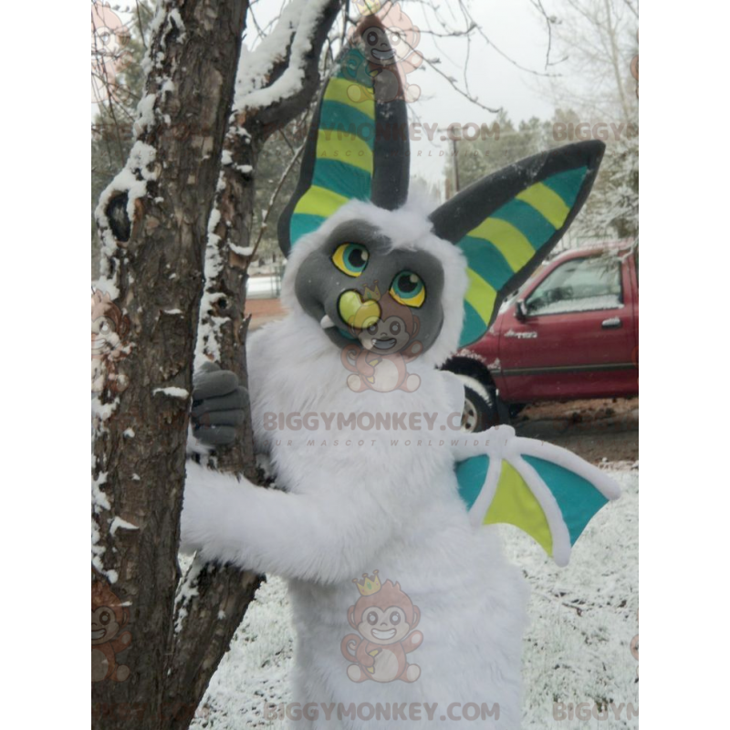 Costume de mascotte BIGGYMONKEY™ de chauve-souris colorée et