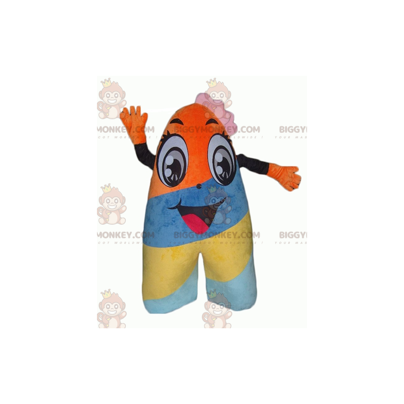 Traje de mascote gigante com letras coloridas A BIGGYMONKEY™ –