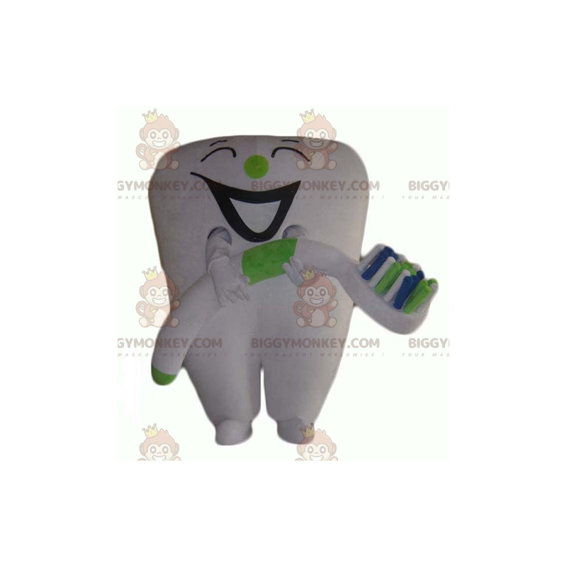 Giant White Tooth Στολή μασκότ BIGGYMONKEY™ με οδοντόβουρτσα -