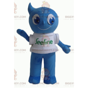 BIGGYMONKEY™ Costume mascotte pupazzo di neve blu sorridente