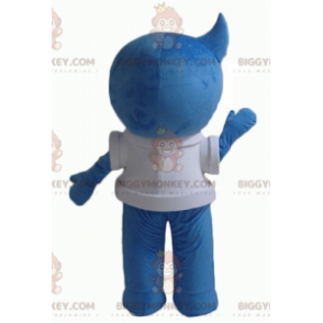 Costume de mascotte BIGGYMONKEY™ de bonhomme bleu souriant de