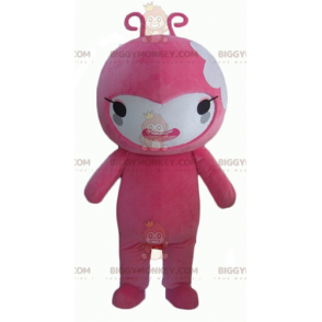 BIGGYMONKEY™ Costume da mascotte Pupazzo di neve rosa e bianco